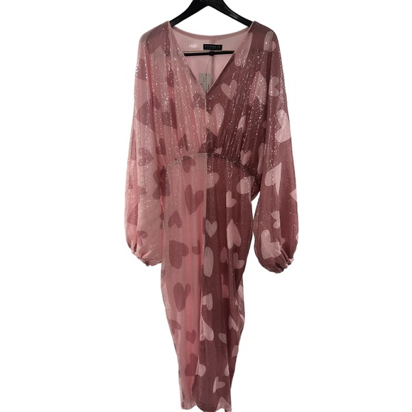 Eloquii Pink Sequin Heart Dress - Picture 1 of 4
